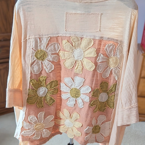 Oli & Hali Embroidered Floral Blouse - Cream and Olive. - Picture 2 of 5